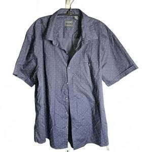 Van Heusen Slim Fit Navy Blue Polka Dot Short Sleeve Shirt XXL